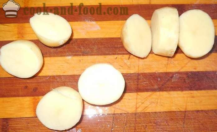 Lahodné nové brambory pečené v troubě s masem - jako lahodné pečené nové brambory v díře, recept s fotografiemi, krok za krokem
