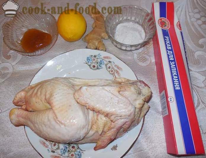 Kuře pečené v rukávu (polovina kostry) - jako chutná kuře pečené v troubě, pečené kuře recept stupňovitě, s fotkami