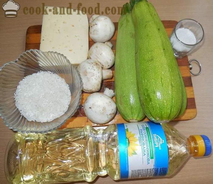 Cukety pečené v troubě s mletým masem: rýže s houbami a sýrem - jak vařit plněné cukety v troubě, s krok za krokem recept fotografiích