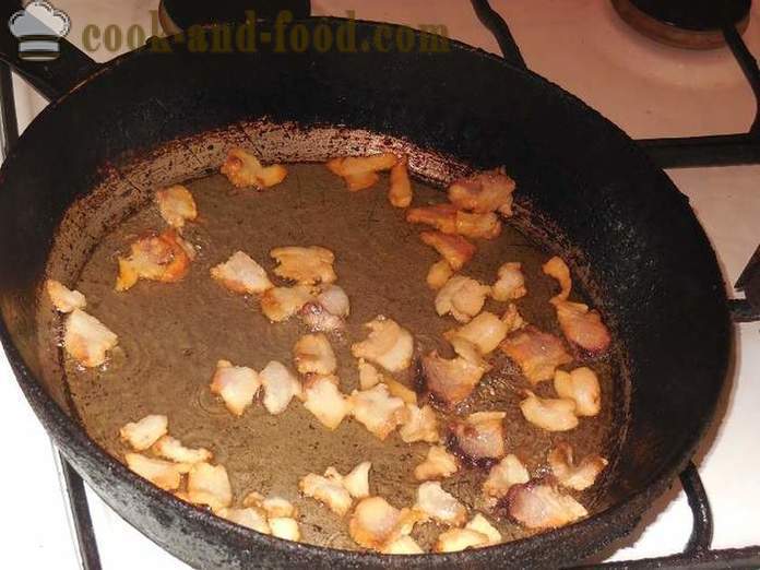 Smažené brambory na pánvi s anglickou slaninou a vejci - jak uvařit chutné smažené brambory a správně, krok za krokem recept s fotografiemi.