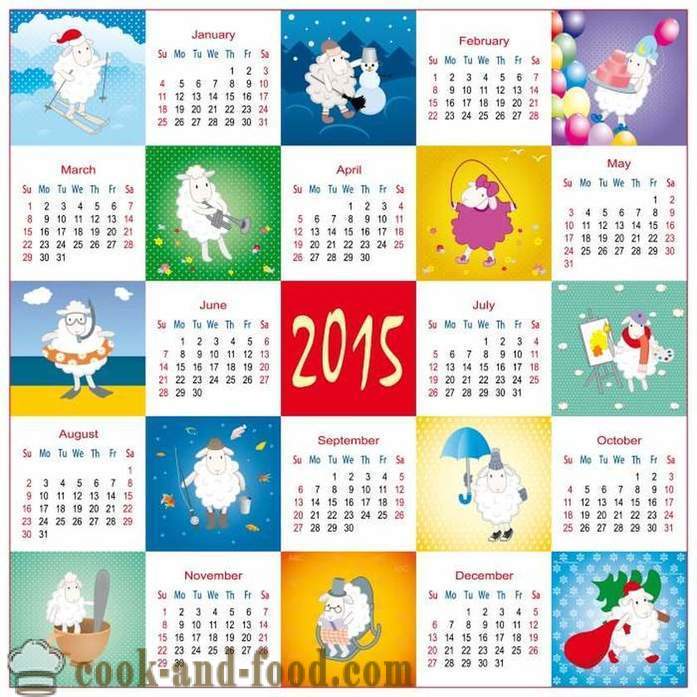 Kalendář pro rok 2015 Rok Kozí (ovce): ke stažení zdarma vánoční kalendář s kozami a ovcemi.
