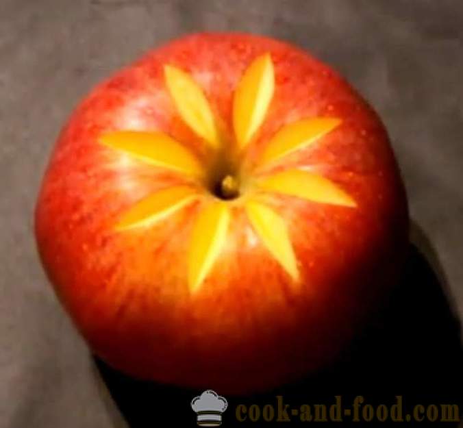 Ovocné dekorace na nádobí, koláče, stůl, nebo vybojovat jablka s foto, video